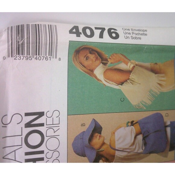 McCalls Fashion Accessories 4076 Hats Hip Wrap and Bag Pattern Uncut - Picture 2 of 3